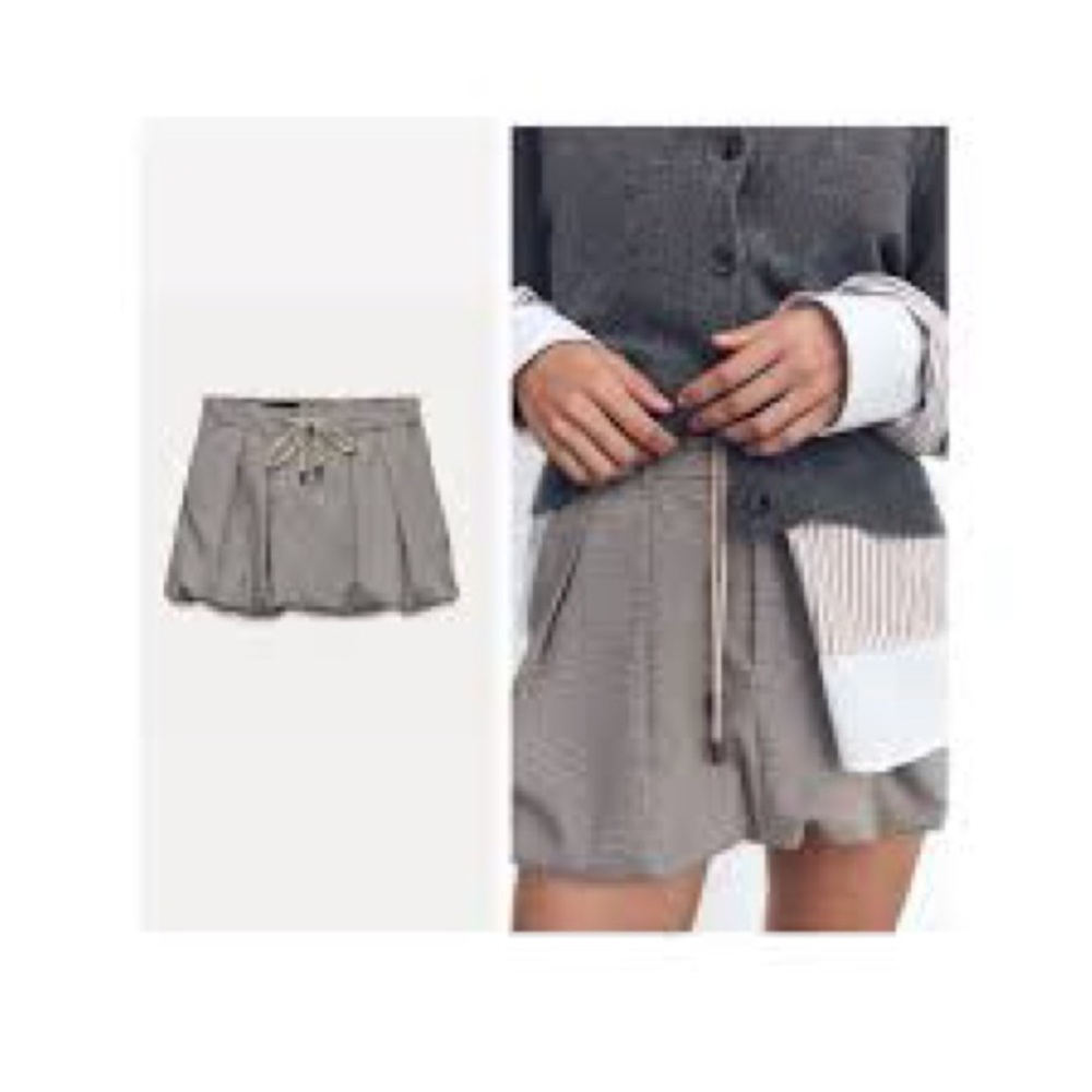 Zara Popcorn style  Mini Skirt with Drawstring